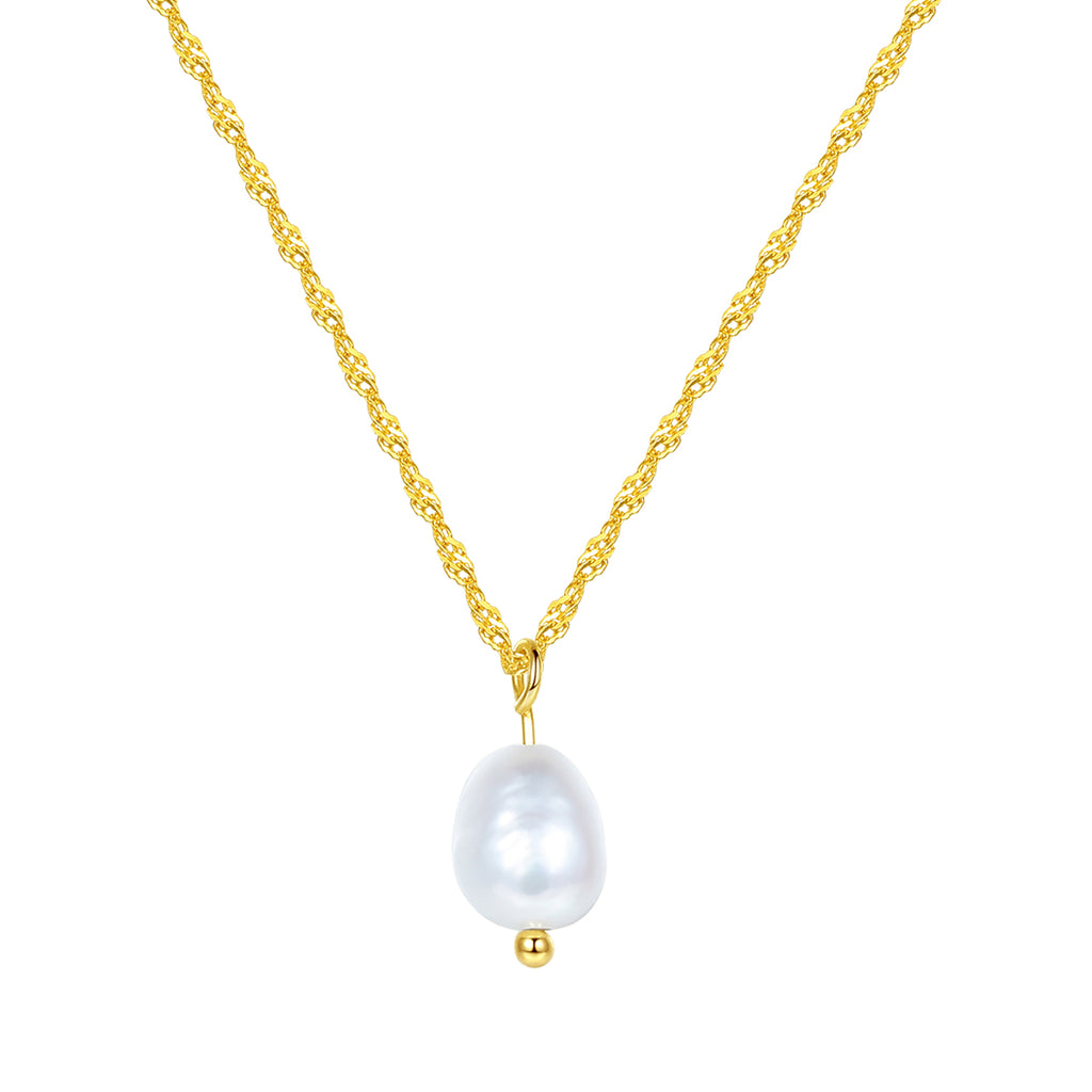 Pearl Chain Necklace Sterling Silver Gold – Hey Happiness