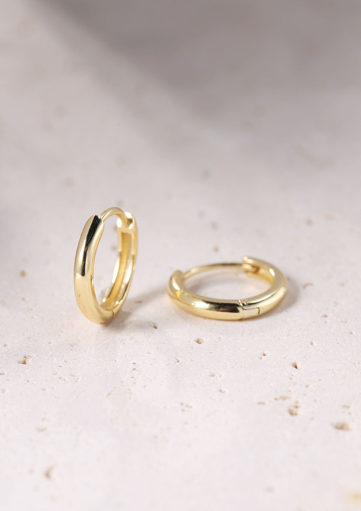 Plain Chunky Hoop Earrings Sterling Silver Gold