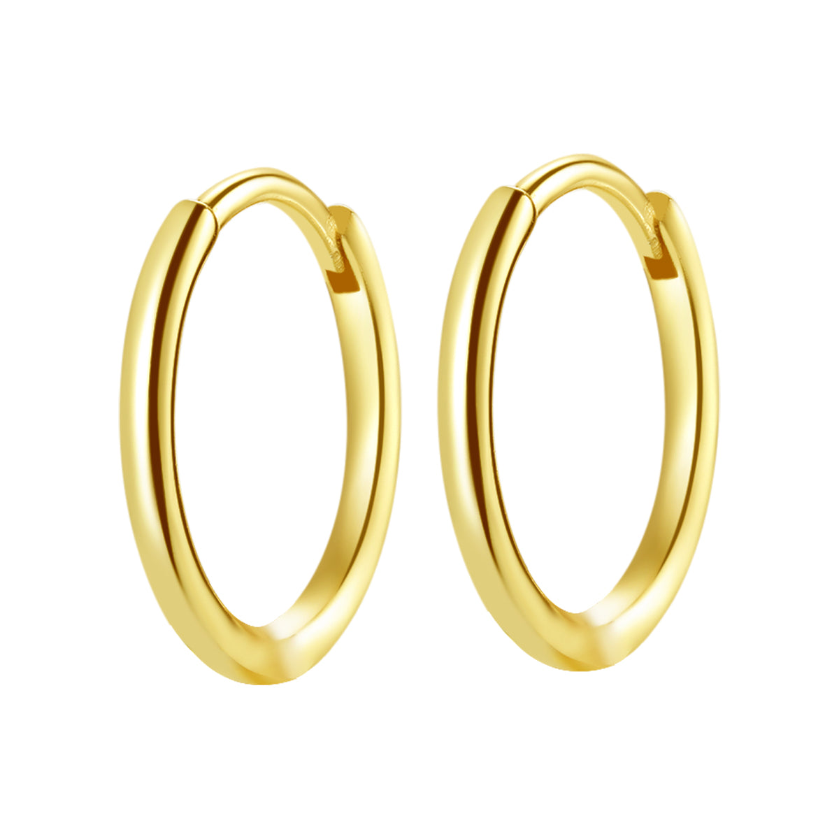 Plain Hoop Earrings Sterling Silver Gold