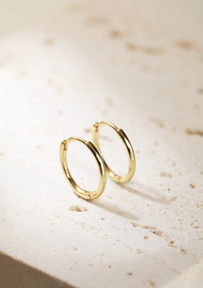 Plain Hoop Earrings Sterling Silver Gold