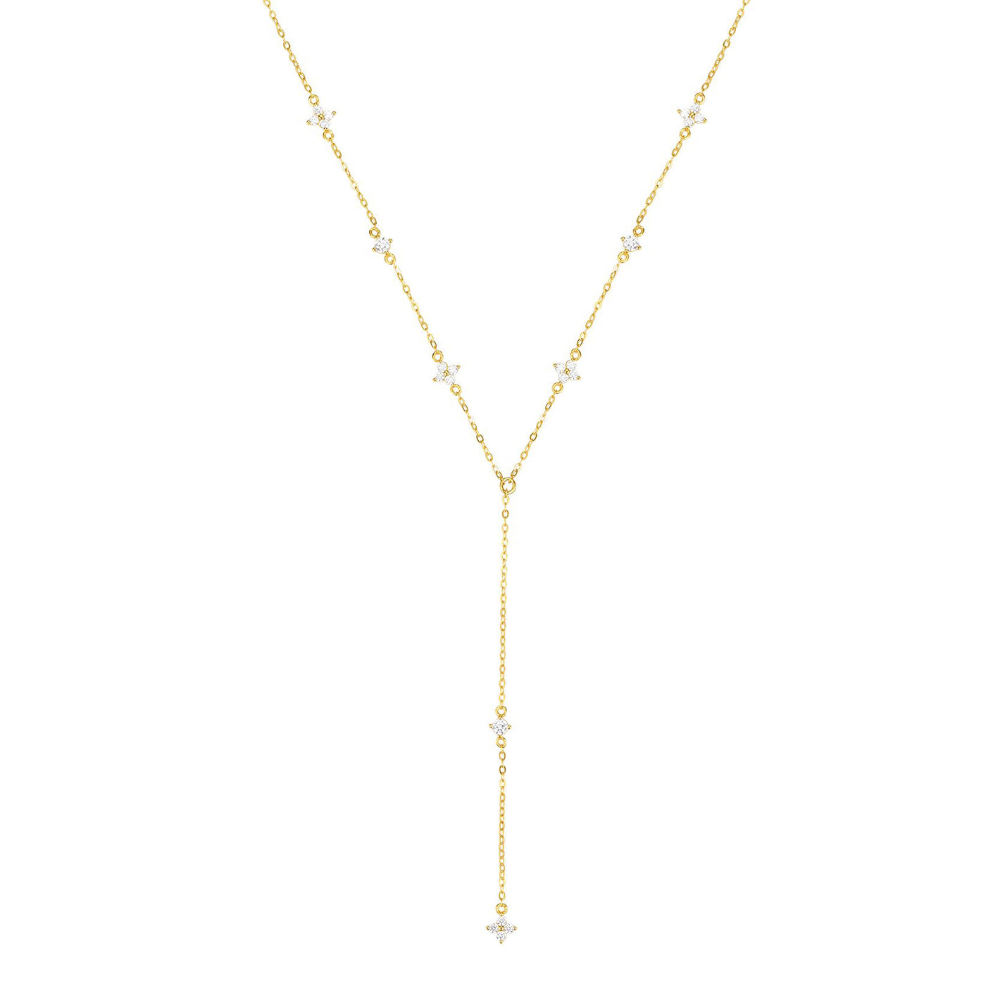 Posy Y Chain Necklace Sterling Silver Gold