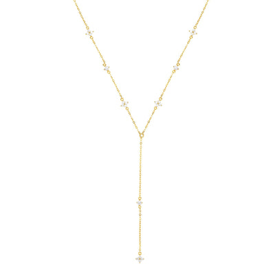 Posy Y Chain Necklace Sterling Silver Gold