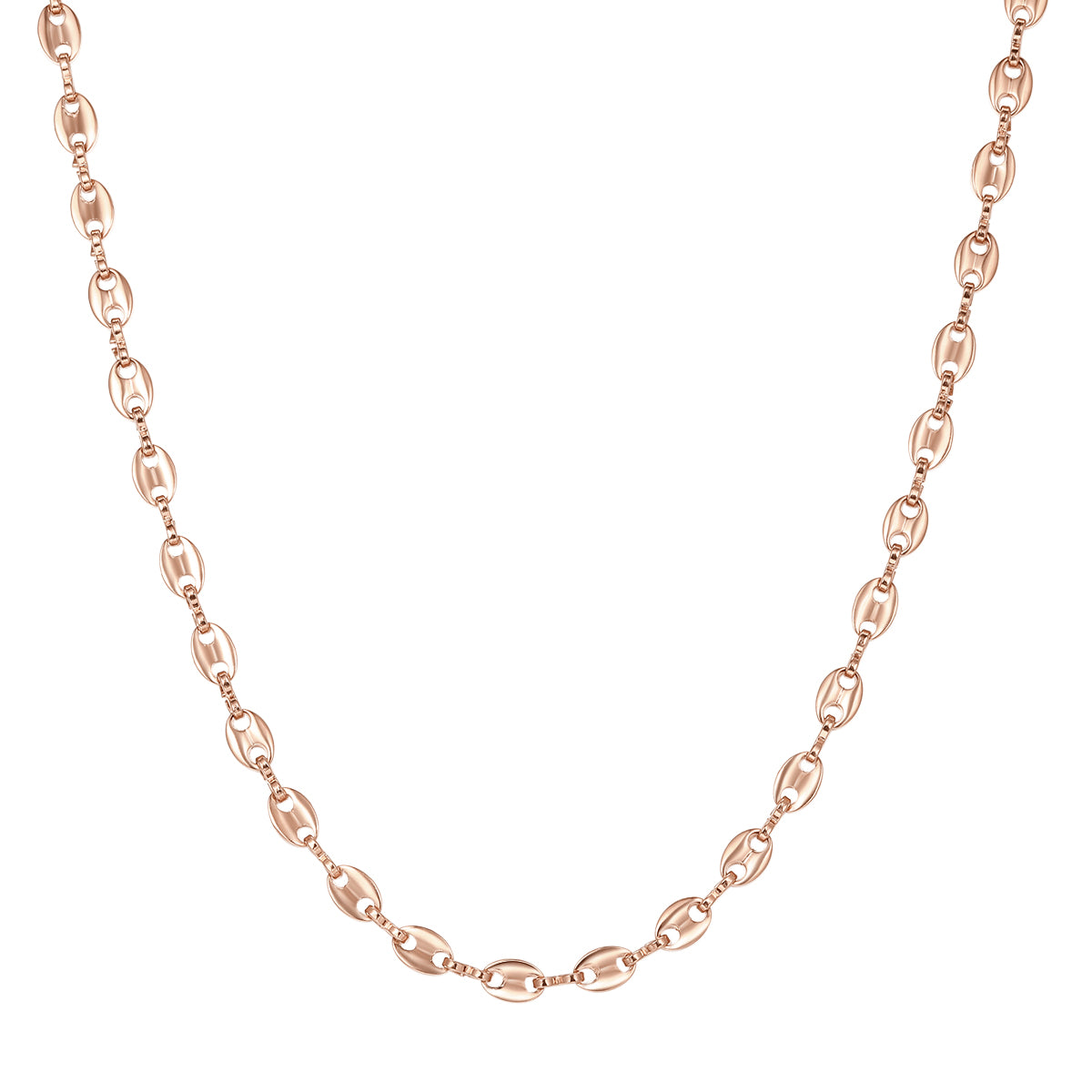 Puffed Mariner Chain Necklace Rose Gold