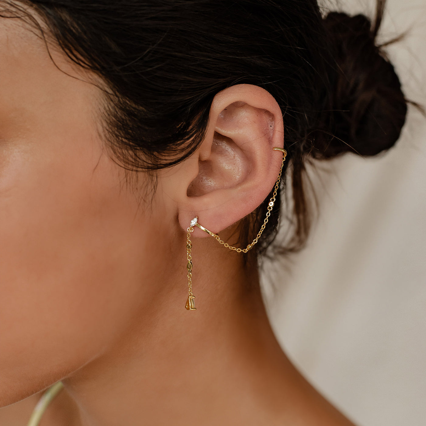 Radiant Double Ear Cuff Sterling Silver Gold