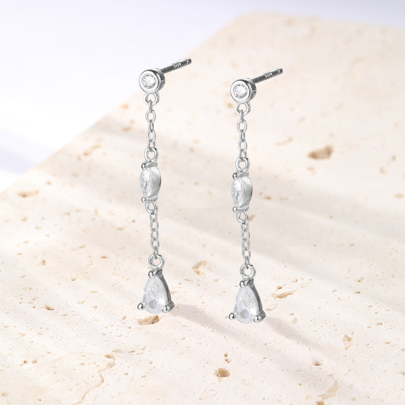 Radiant Drop Earrings Sterling Silver Gold