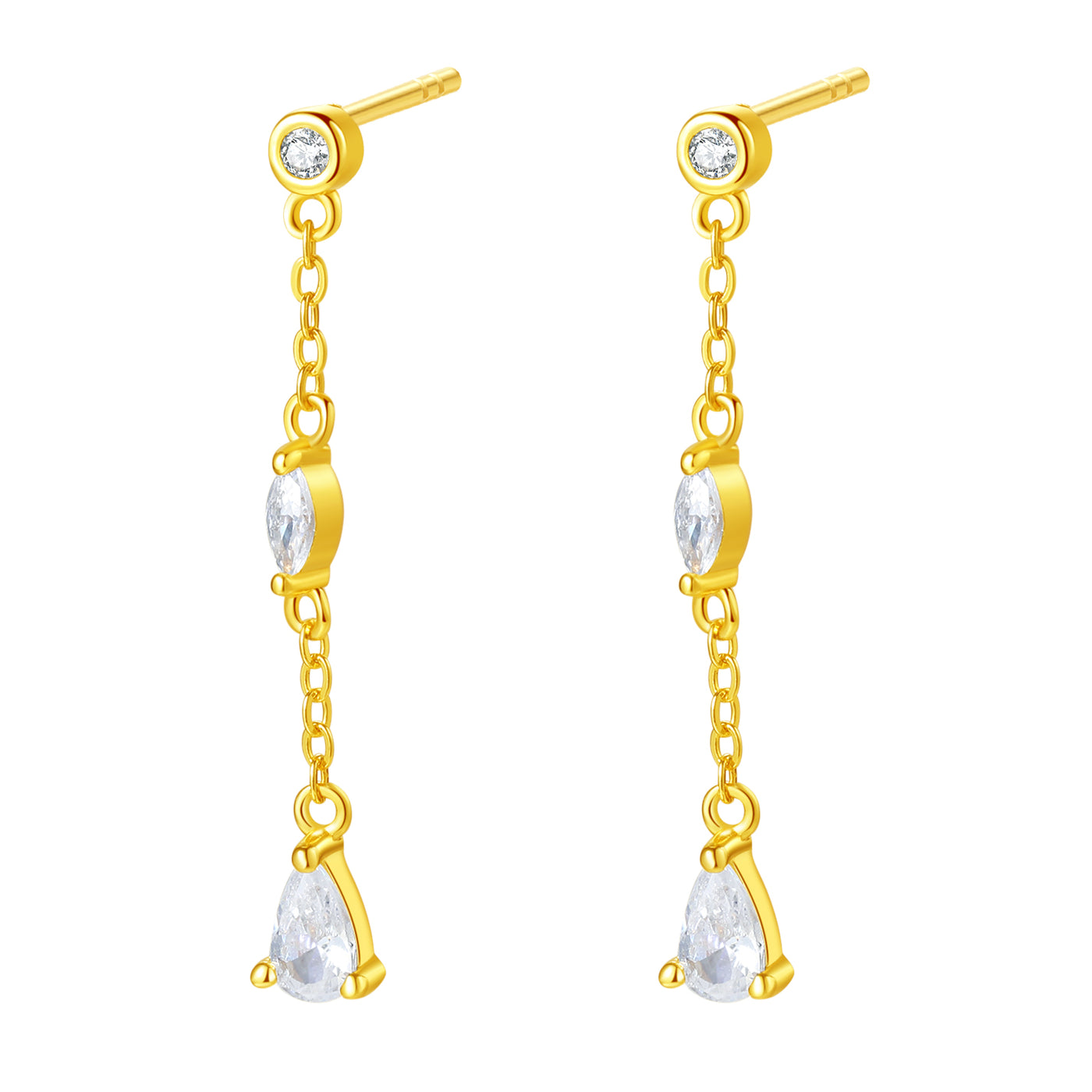 Radiant Drop Earrings Sterling Silver Gold