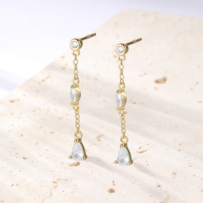 Radiant Drop Earrings Sterling Silver Gold