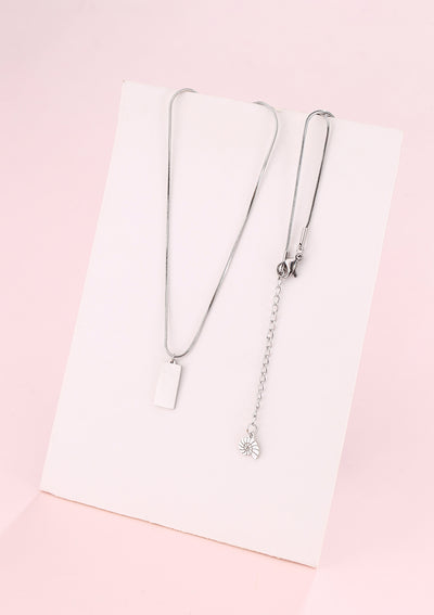 Rectangle Pendant Necklace Silver