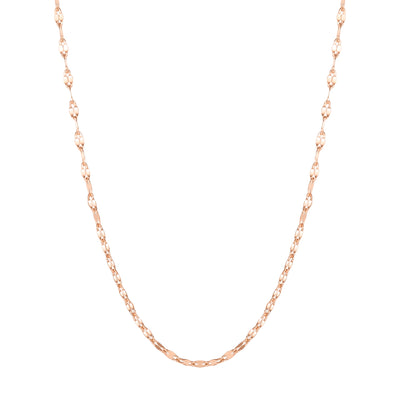 Flattened Rolo Chain Necklace Rose Gold