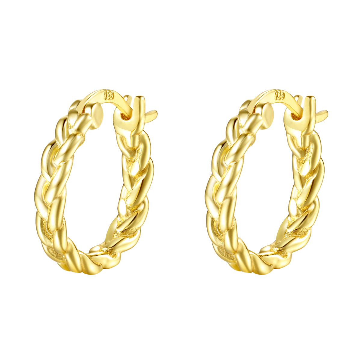 Braided Hoop Earrings Sterling Silver Gold