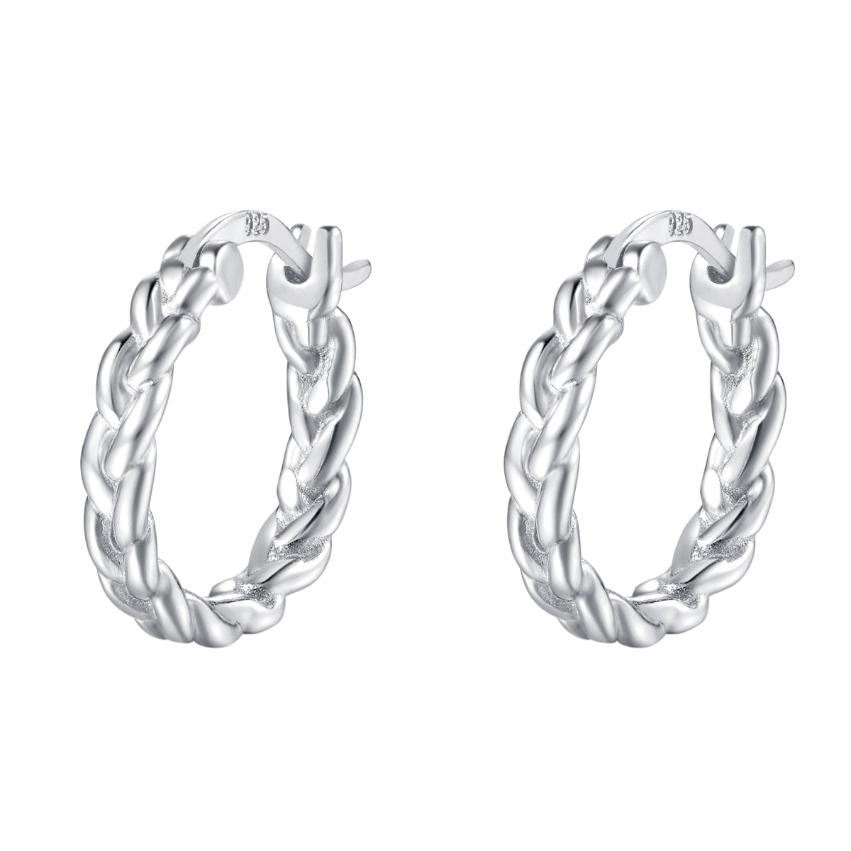 Braided Hoop Earrings Sterling Silver