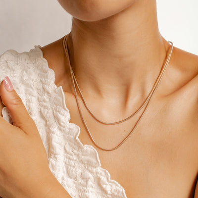 Round Snake Chain Necklace Rose Gold