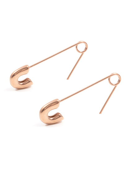 Safety Pin Earrings Rose Gold