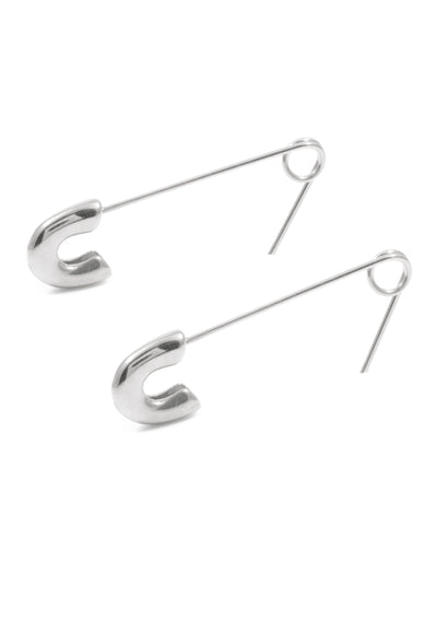 Safety Pin Earrings Silver