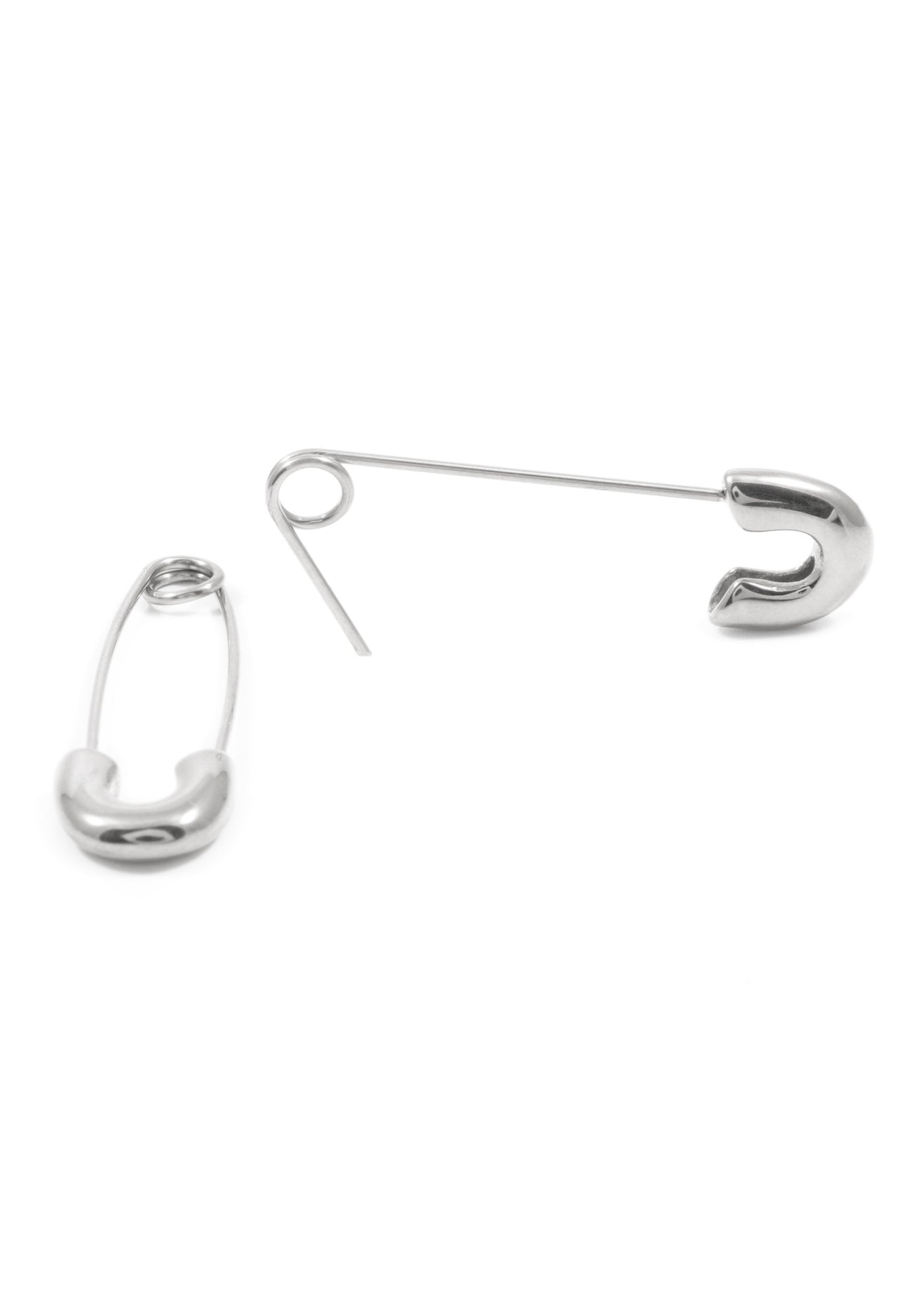 Safety Pin Earrings Silver