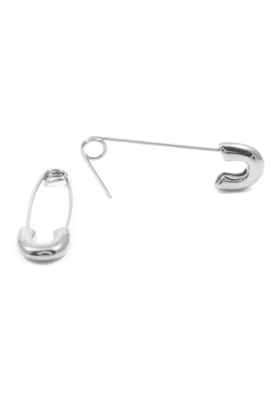 Safety Pin Earrings Silver