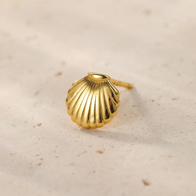 Scallop Shell Stud Earring Sterling Silver