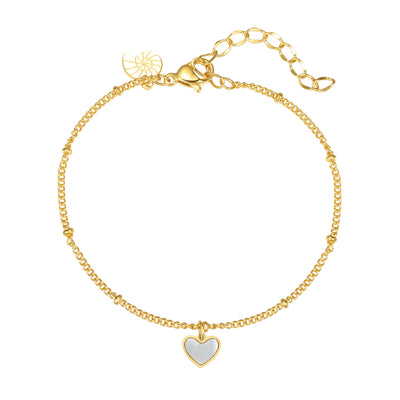 Love Symbol Charm Bracelet For Girls In 14K White Gold