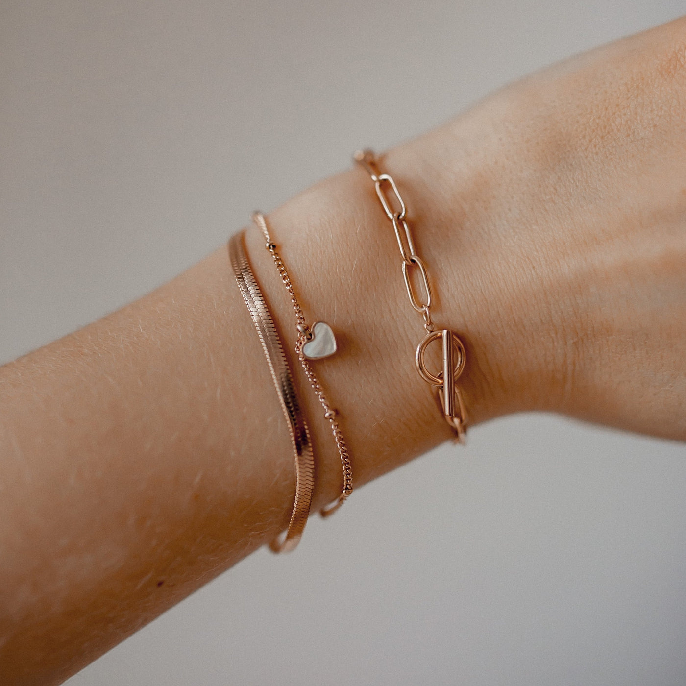 Muschelschale Herz Armband in Rosegold