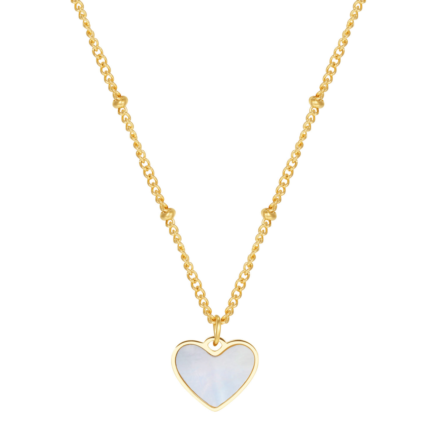 Shell Heart Pendant Chain Necklace Gold