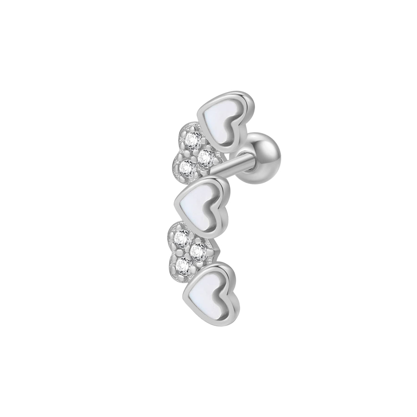 Piercing Clous d' Oreilles Coquille Coeur Sterling Argent