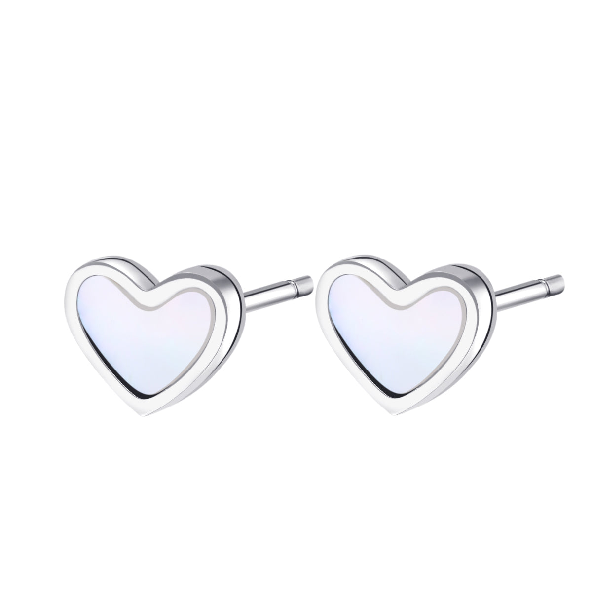 Shell Heart Stud Earrings Silver