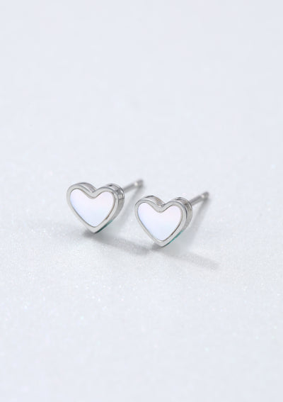 Clous d' Oreilles Coquille Coeur en Argent