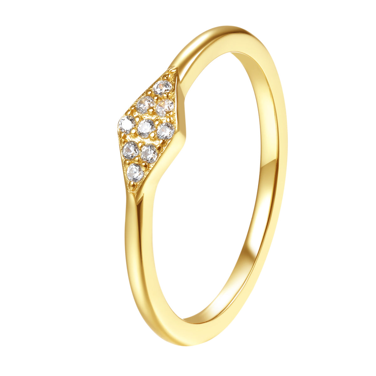 Schlanker Ring Diamant-Optik Sterlingsilber in Gold