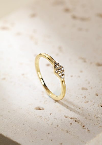 Slim Diamond Ring Sterling Silver Gold