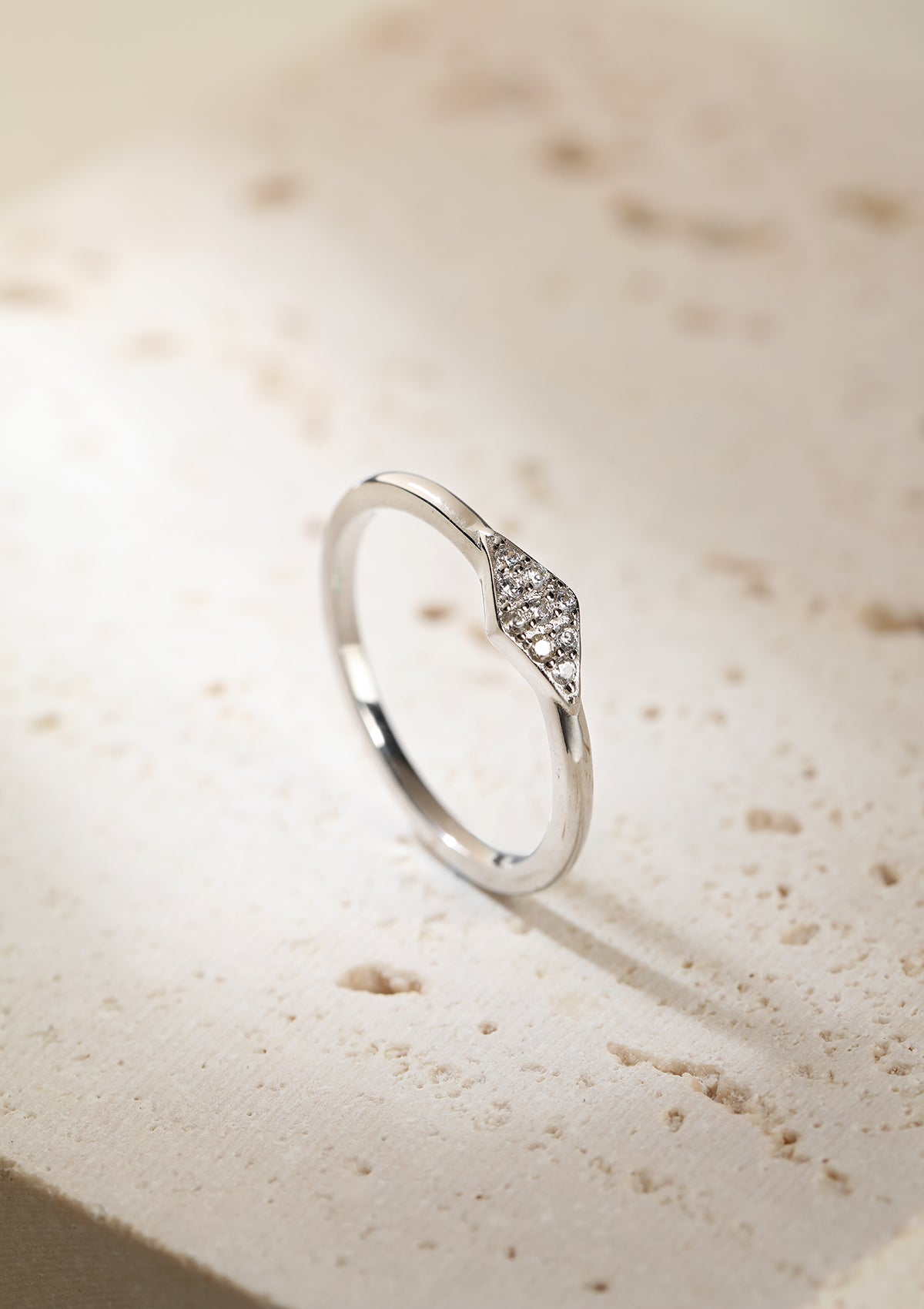 Slim Diamond Ring Sterling Silver