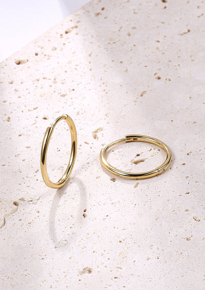 Slim Hoop Earrings Sterling Silver Gold