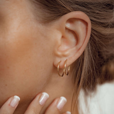 Slim Hoop Earrings Sterling Silver Gold