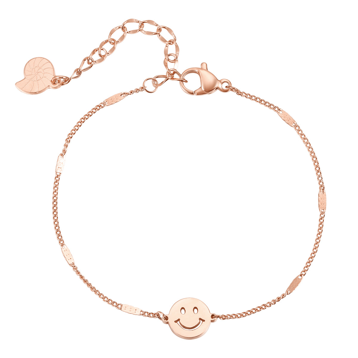 Smiley Gesicht Anhänger Armband in Rosegold