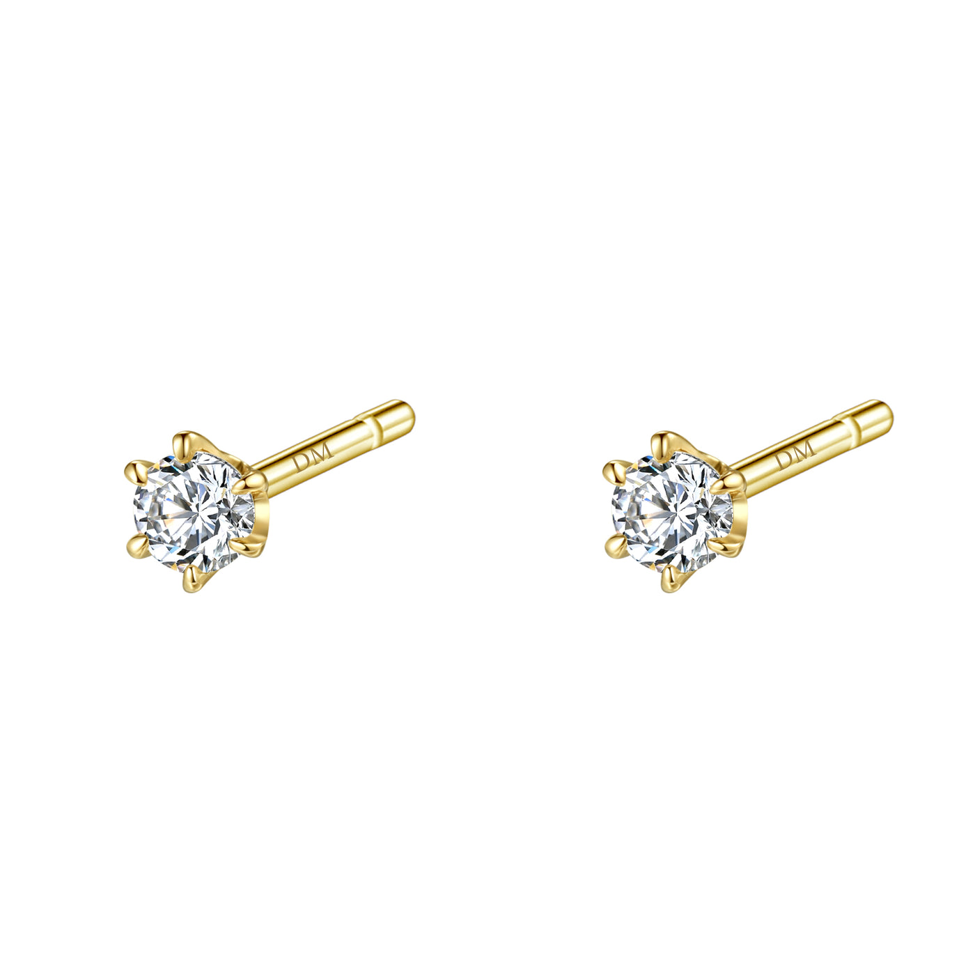 Pendientes Botón Diamante Spark Oro Macizo 14K