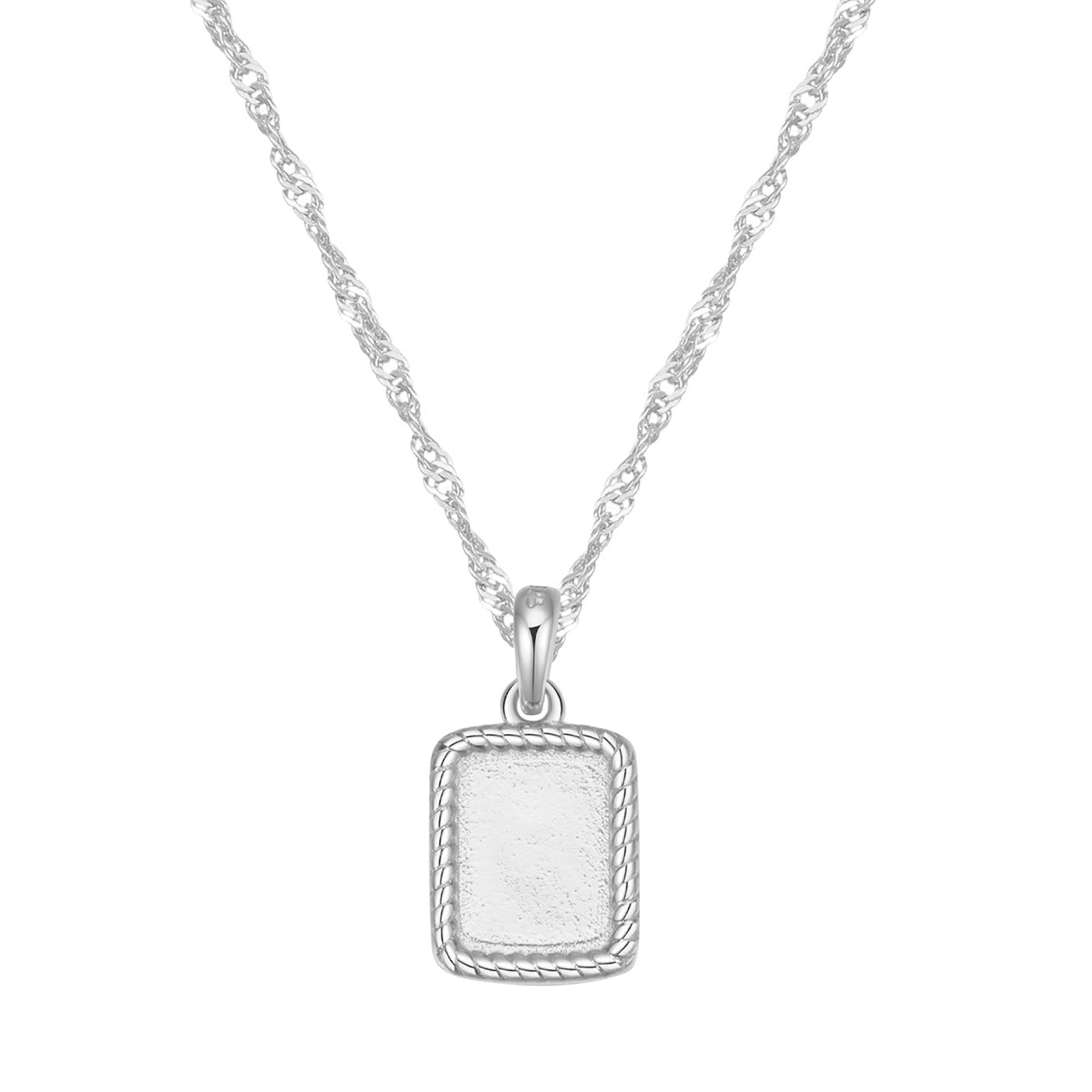 Square Rope Pendant Necklace Sterling Silver