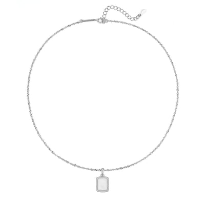 Collier Pendentif Corde Carree Sterling Argent