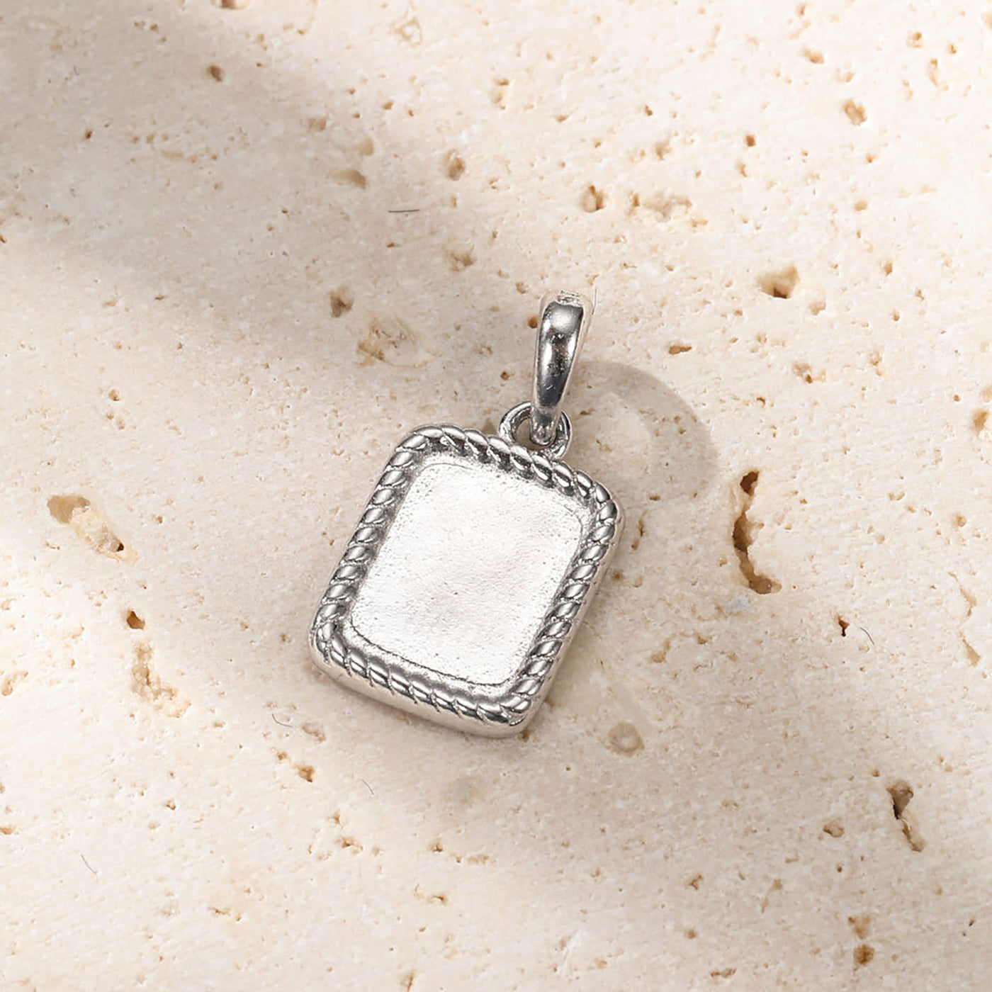 Square Rope Pendant Necklace Sterling Silver