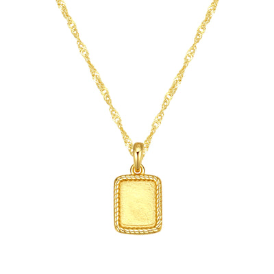 Square Rope Pendant Necklace Sterling Silver