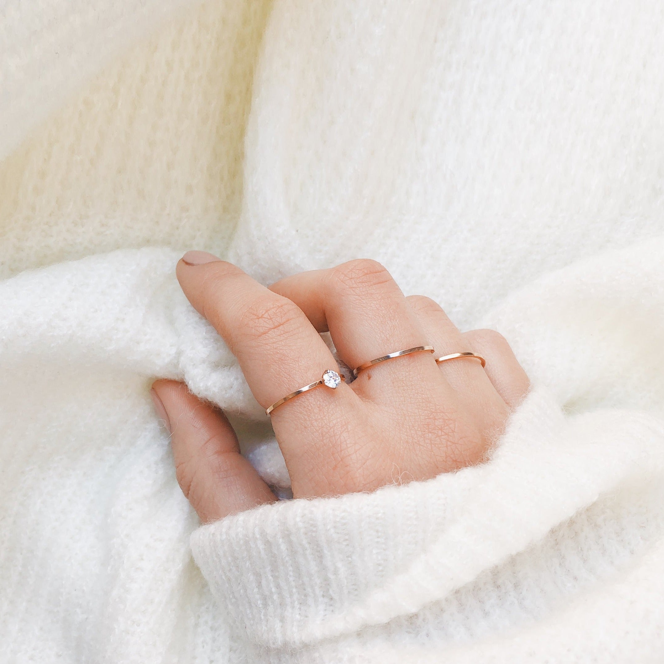 SS Rose Gold shops Ring Set