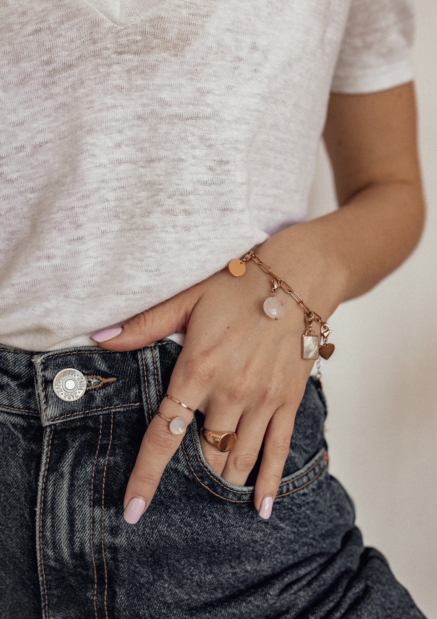 Stainless Steel Ring Set Rose Gold