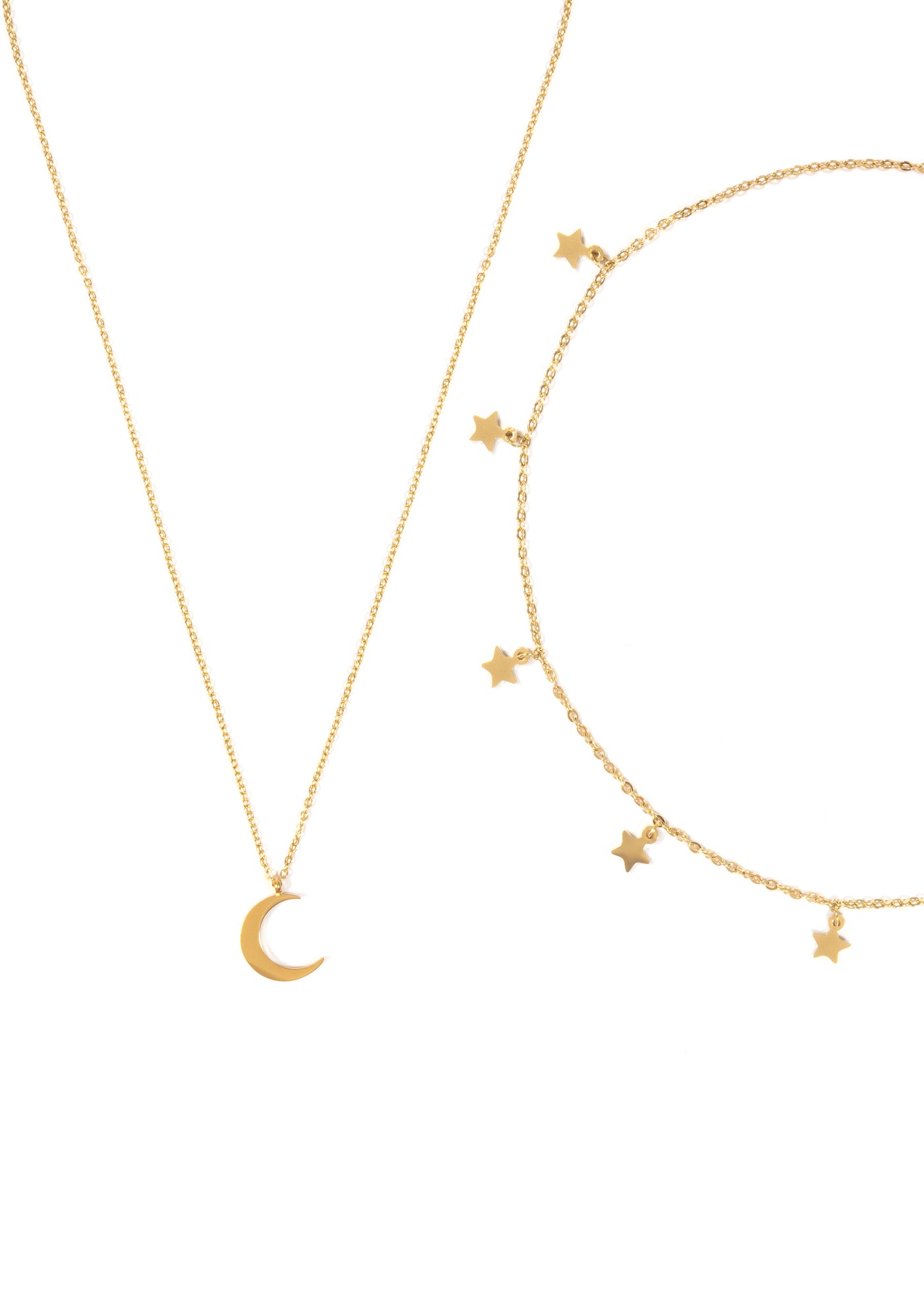 Conjunto de Joyería Collar de Luna Choker de Estrella en Oro