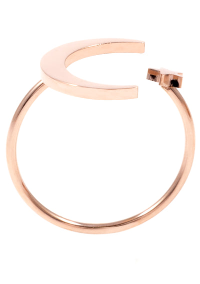 Stern und Mond Ring in Rosegold