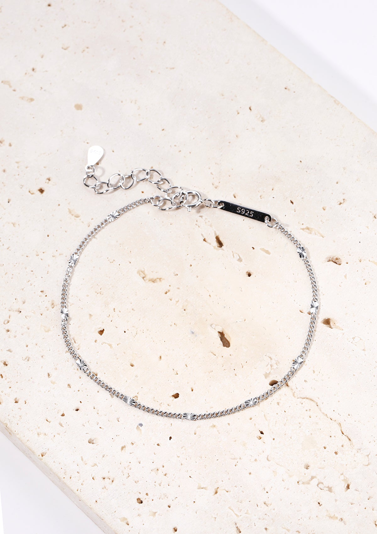 Delicate Starburst Chain Bracelet Sterling Silver