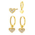 Sweetheart Earring Set Sterling Silver Gold