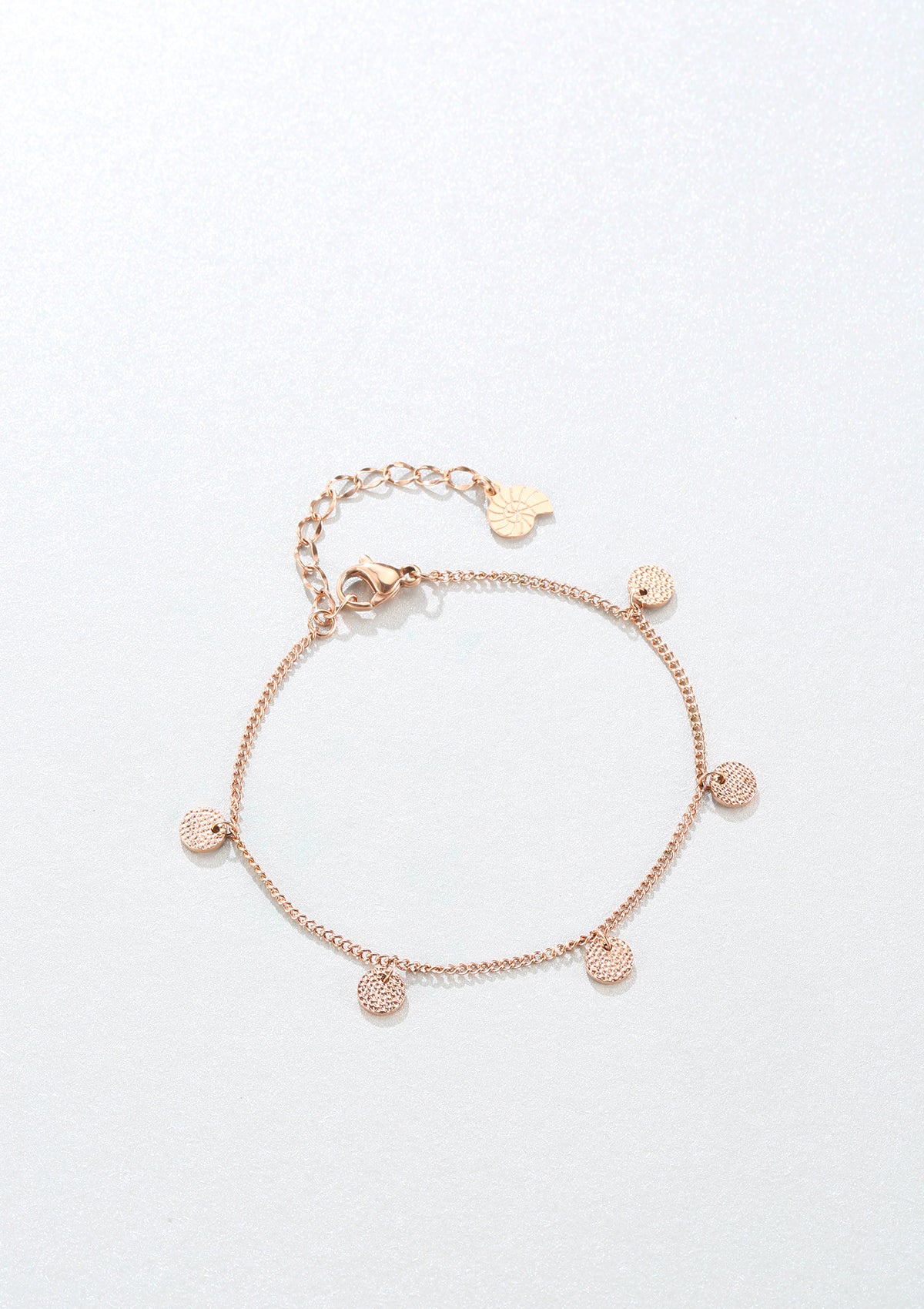 Armband Strukturierte Plättchen Anhänger in Rosegold