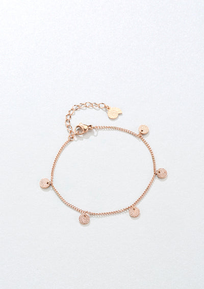 Armband Strukturierte Plättchen Anhänger in Rosegold