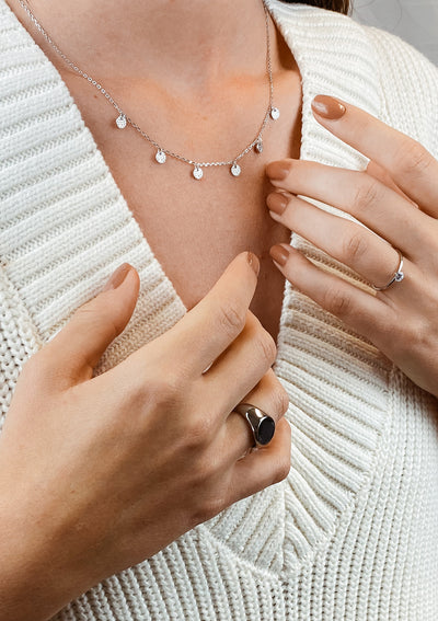 Textured Coins Sterling Silver Necklace