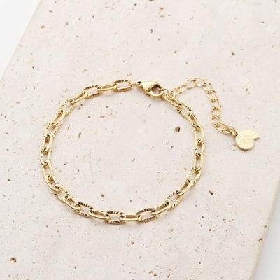 Textured Link Chain Bracelet Gold