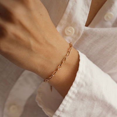 Strukturiertes Armband in Gliederkette-Design in Rosegold