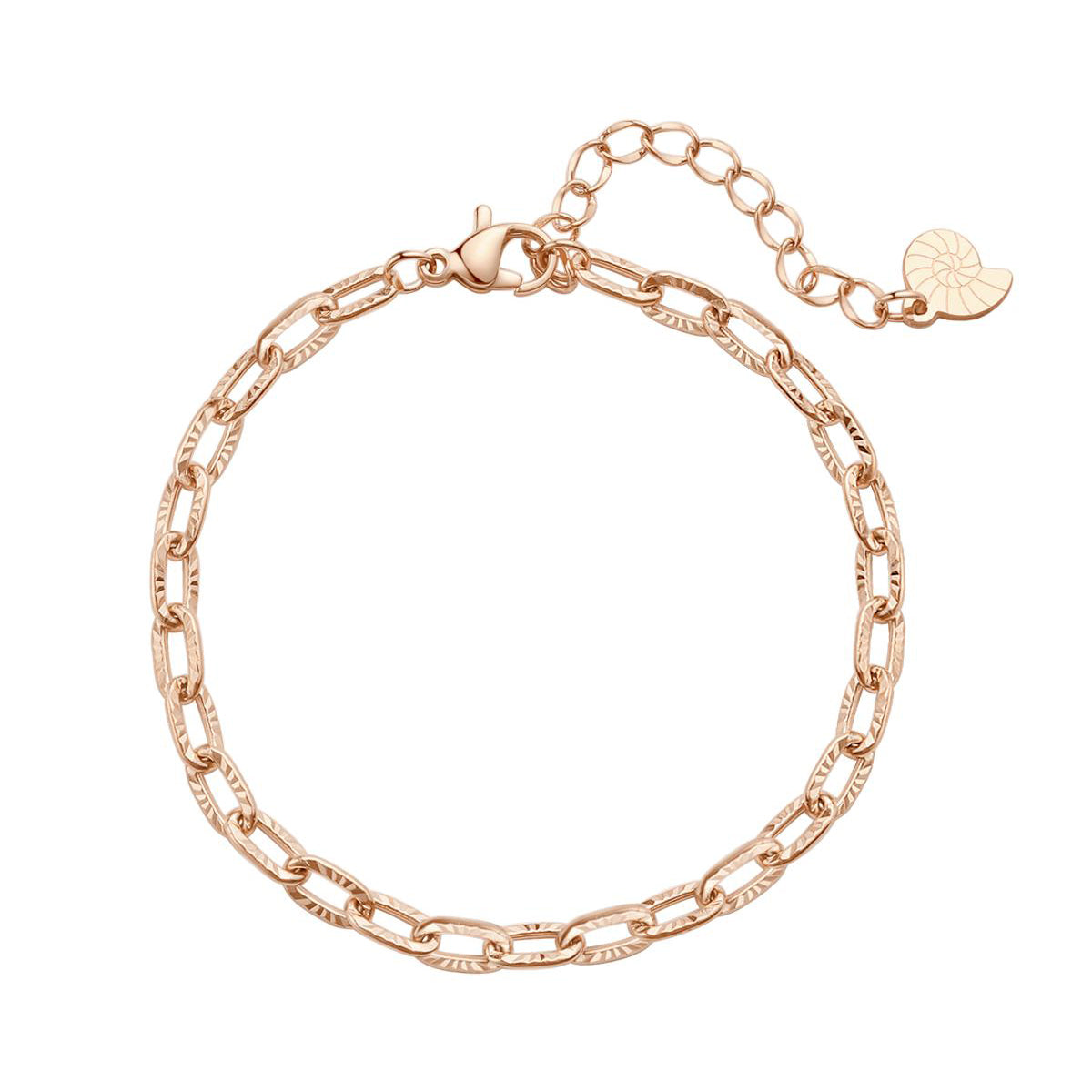 Textured Link Chain Bracelet Rose Gold